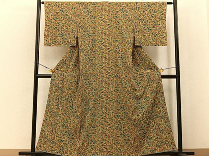 平和屋着物■上質な小紋 風景更紗花文 正絹 逸品 BAAW5241hj