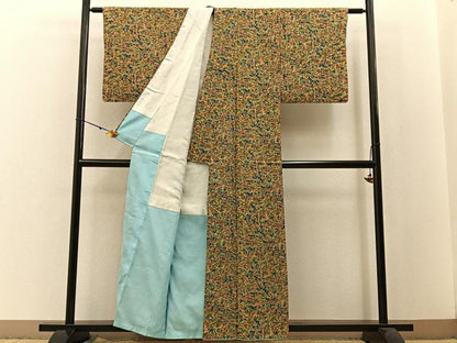 平和屋着物■上質な小紋 風景更紗花文 正絹 逸品 BAAW5241hj