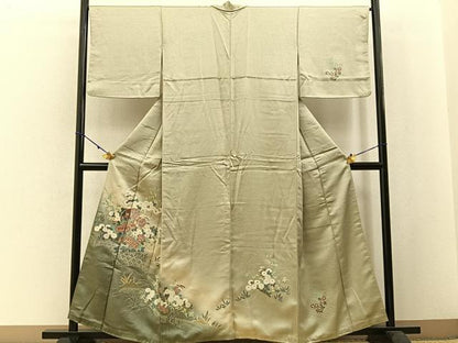平和屋着物■訪問着 鼓花文 暈し染め 銀彩 正絹 逸品 BAAW5244hj