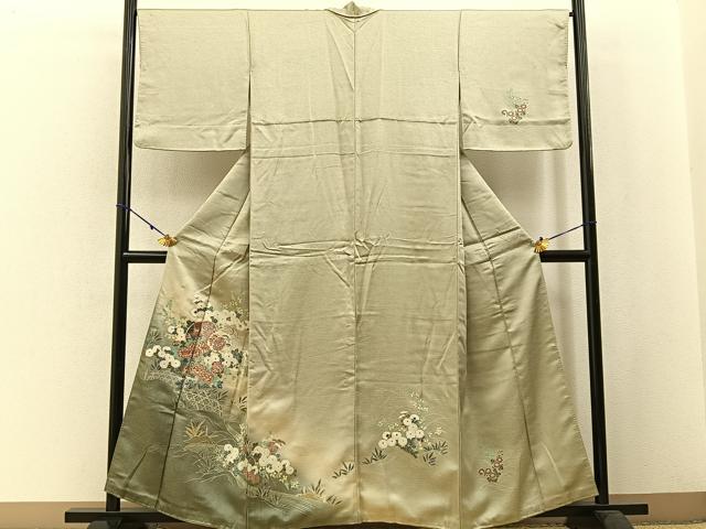 平和屋着物■訪問着 鼓花文 暈し染め 銀彩 正絹 逸品 BAAW5244hj