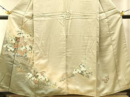 平和屋着物■訪問着 鼓花文 暈し染め 銀彩 正絹 逸品 BAAW5244hj