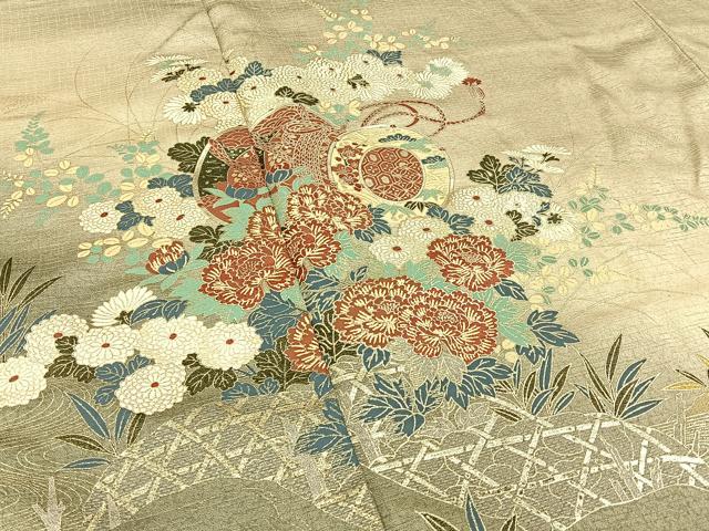平和屋着物■訪問着 鼓花文 暈し染め 銀彩 正絹 逸品 BAAW5244hj