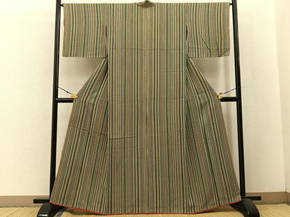 平和屋着物■上質な小紋 縞 胴抜き仕立て 正絹 逸品 BAAW5245hj