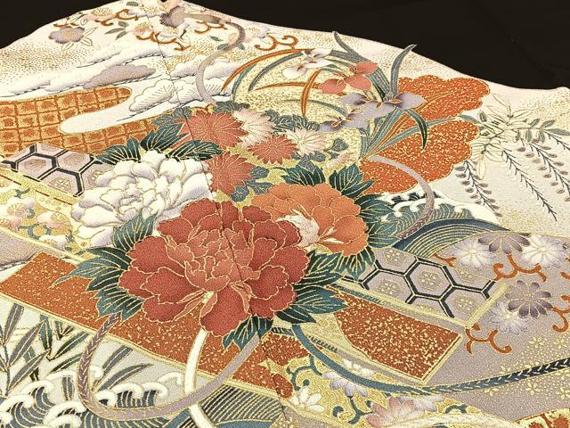 平和屋着物■豪華黒留袖 松竹梅 流水有職花文 金彩 正絹 逸品 BAAW5246hj