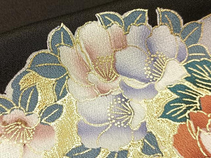 平和屋着物■豪華黒留袖 松竹梅 流水有職花文 金彩 正絹 逸品 BAAW5246hj