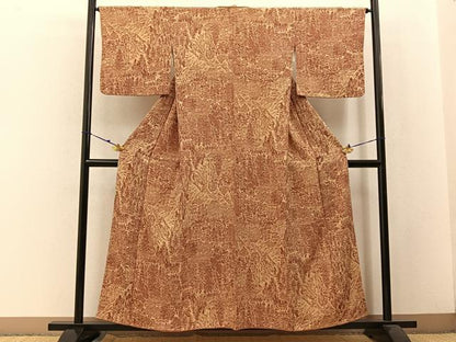 平和屋着物■上質な小紋 風景文 鬼しぼ縮緬 正絹 逸品 BAAW5249hj