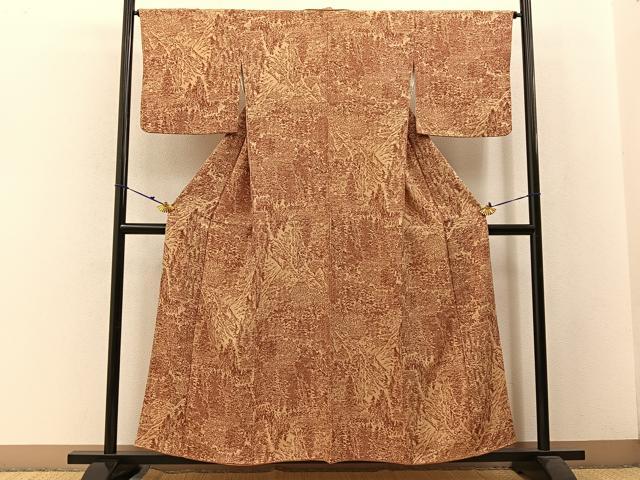 平和屋着物■上質な小紋 風景文 鬼しぼ縮緬 正絹 逸品 BAAW5249hj