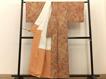 平和屋着物■上質な小紋 風景文 鬼しぼ縮緬 正絹 逸品 BAAW5249hj