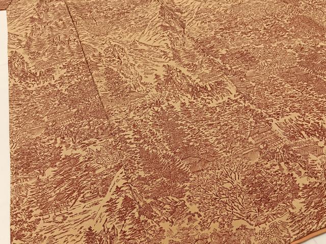 平和屋着物■上質な小紋 風景文 鬼しぼ縮緬 正絹 逸品 BAAW5249hj
