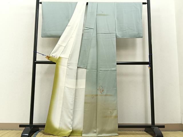 平和屋着物■訪問着 駒刺繍 流水花文 暈し染め 金彩 やまと誂製 正絹 逸品 BAAW5252hj