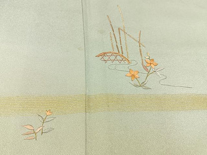 平和屋着物■訪問着 駒刺繍 流水花文 暈し染め 金彩 やまと誂製 正絹 逸品 BAAW5252hj