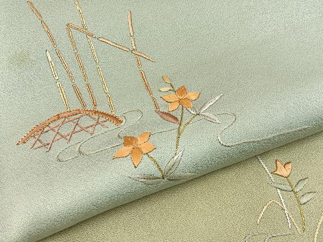 平和屋着物■訪問着 駒刺繍 流水花文 暈し染め 金彩 やまと誂製 正絹 逸品 BAAW5252hj
