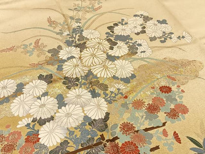 平和屋着物■訪問着 雲重ね菊花文 暈し染め 金彩 正絹 逸品 BAAW5308hj
