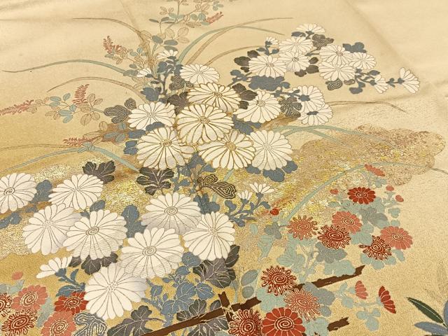 平和屋着物■訪問着 雲重ね菊花文 暈し染め 金彩 正絹 逸品 BAAW5308hj