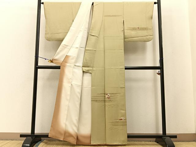 平和屋着物■訪問着 刺繍 葡萄蔦の葉文 金彩 正絹 逸品 BAAW5330hj