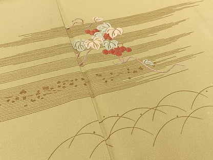 平和屋着物■訪問着 刺繍 葡萄蔦の葉文 金彩 正絹 逸品 BAAW5330hj