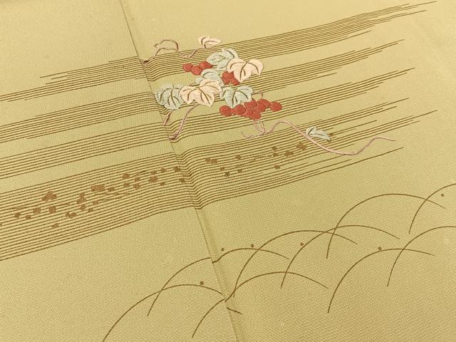 平和屋着物■訪問着 刺繍 葡萄蔦の葉文 金彩 正絹 逸品 BAAW5330hj