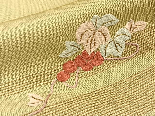 平和屋着物■訪問着 刺繍 葡萄蔦の葉文 金彩 正絹 逸品 BAAW5330hj
