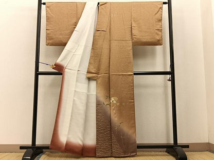 平和屋着物■訪問着 扇面草花文 暈し染め 金彩 正絹 逸品 BAAW5331hj