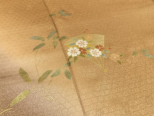 平和屋着物■訪問着 扇面草花文 暈し染め 金彩 正絹 逸品 BAAW5331hj