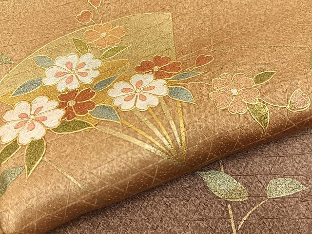 平和屋着物■訪問着 扇面草花文 暈し染め 金彩 正絹 逸品 BAAW5331hj