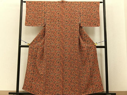 平和屋着物■上質な小紋 流水花鳥文 金彩 正絹 逸品 未使用 BAAW5337hj