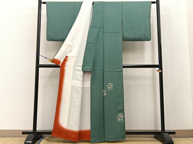 平和屋着物■訪問着 竹屋町刺繍 花唐草文 金彩 正絹 逸品 BAAW5338hj