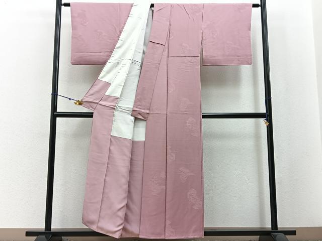 平和屋着物■上質な色無地 雲隠れ亀甲花地紋 薄柿色 正絹 逸品 BAAW5339hj