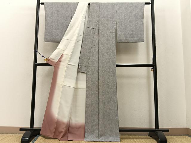 平和屋着物■上質な小紋　紬地　笹竹文　正絹　逸品　BAAW5354hj