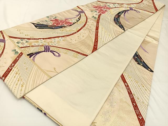 平和屋着物◎六通柄袋帯 唐織 錦之美 二重箔 金銀糸 正絹 逸品 BAAW5356hj