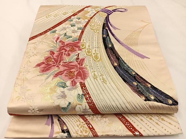平和屋着物◎六通柄袋帯 唐織 錦之美 二重箔 金銀糸 正絹 逸品 BAAW5356hj