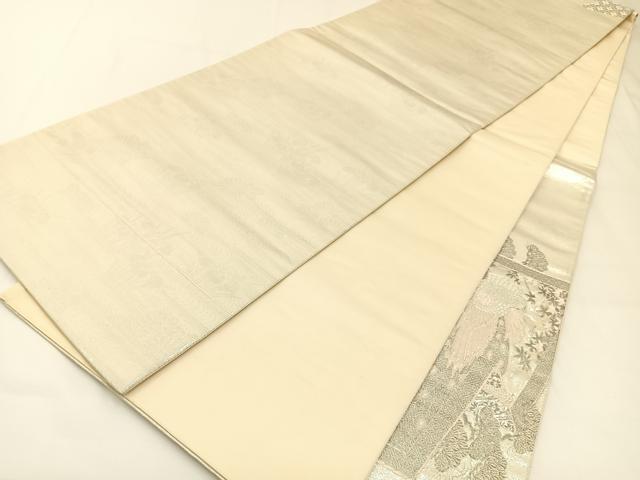平和屋着物◎太鼓柄袋帯　唐織　王朝屏風小袖文様　プラチナ箔　正絹　逸品　BAAW5363hj