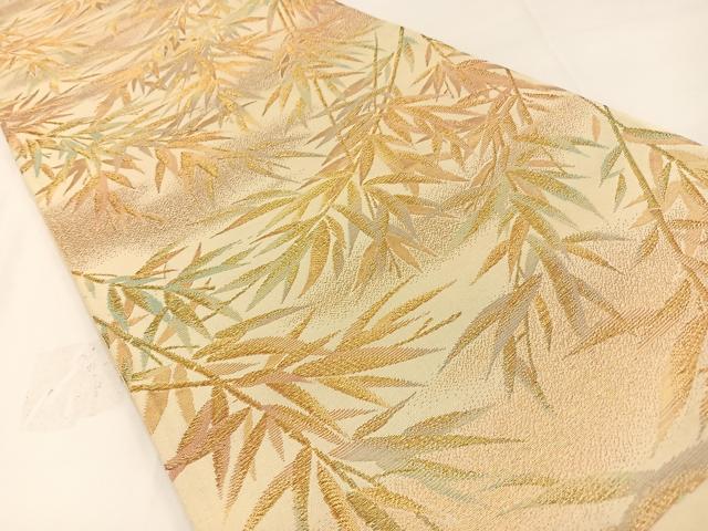 平和屋着物◎六通柄袋帯　笹竹文　金糸　正絹　逸品　BAAW5374hj
