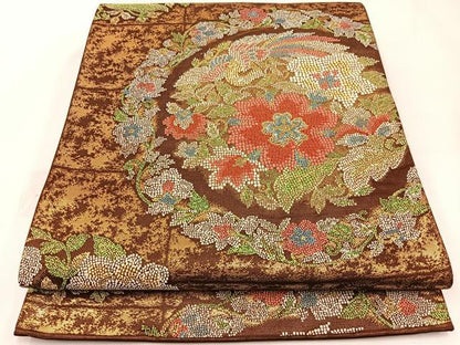 平和屋着物◎六通柄袋帯 唐織 古渡異文 金糸 正絹 逸品 BAAW5382hj