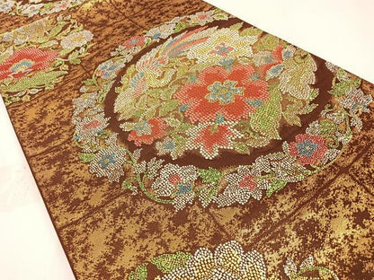 平和屋着物◎六通柄袋帯 唐織 古渡異文 金糸 正絹 逸品 BAAW5382hj
