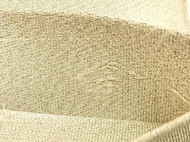平和屋着物◎太鼓柄袋帯　綴れ　地紙孔雀花文　銀彩　正絹　逸品　BAAW5383hj
