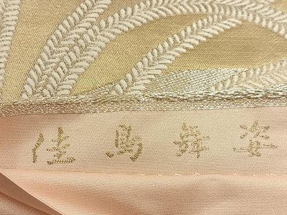 平和屋着物◎六通柄袋帯 唐織 佳鳥舞姿 銀糸 引箔 正絹 逸品 BAAW5385hj