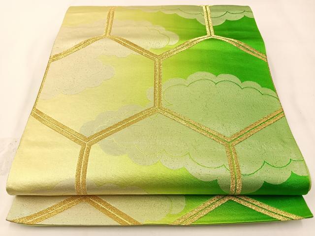 平和屋着物◎六通柄袋帯 雲重ね亀甲文 金銀糸 正絹 逸品 BAAW5386hj