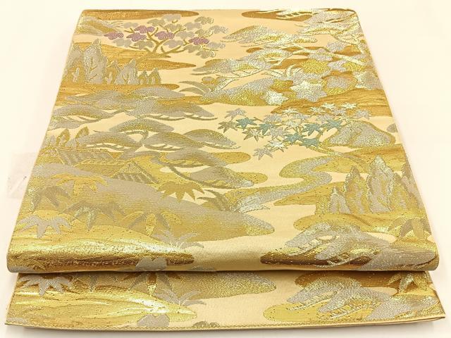 平和屋着物◎六通柄　京袋帯　風景文　金銀糸　正絹　逸品　BAAW5401hj