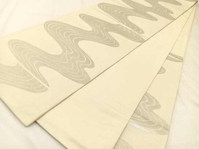 平和屋着物◎六通柄袋帯　流水文　銀糸　正絹　逸品　BAAW5413hj