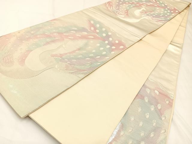平和屋着物◎六通柄袋帯　孔雀　銀糸　ますいわ屋扱い　正絹　逸品　BAAW5420hj