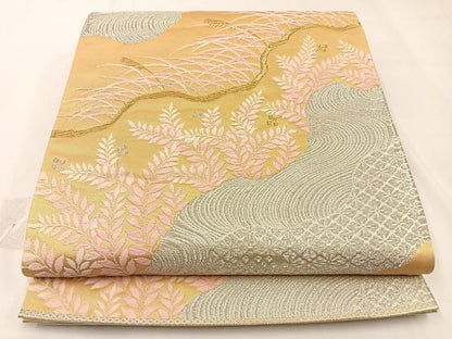 平和屋着物◎六通柄袋帯　唐織　道長草葉文　金銀糸　正絹　逸品　BAAW5430hj