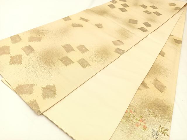 平和屋着物◎六通柄袋帯 唐織 南天文 金銀糸 正絹 逸品 BAAW5445hj