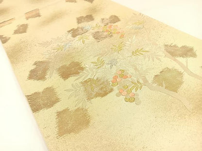 平和屋着物◎六通柄袋帯 唐織 南天文 金銀糸 正絹 逸品 BAAW5445hj