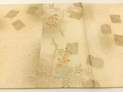 平和屋着物◎六通柄袋帯 唐織 南天文 金銀糸 正絹 逸品 BAAW5445hj