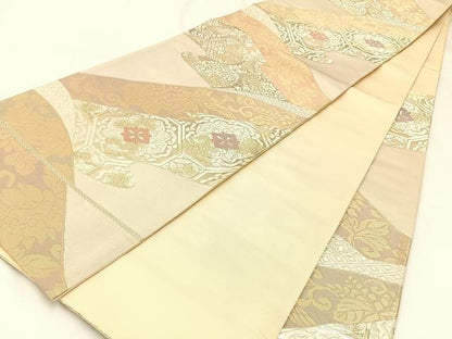 平和屋着物◎六通柄袋帯 唐織 鳳凰正倉院花文 金糸 正絹 逸品 BAAW5447hj
