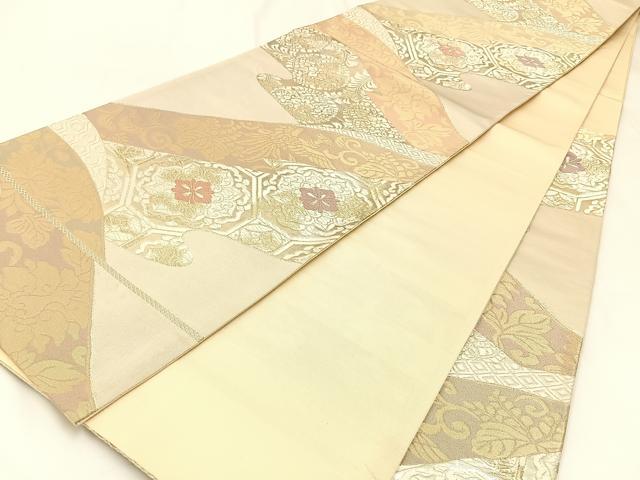 平和屋着物◎六通柄袋帯 唐織 鳳凰正倉院花文 金糸 正絹 逸品 BAAW5447hj