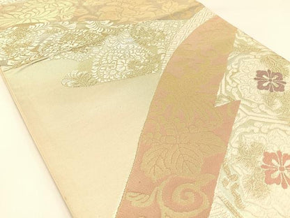 平和屋着物◎六通柄袋帯 唐織 鳳凰正倉院花文 金糸 正絹 逸品 BAAW5447hj