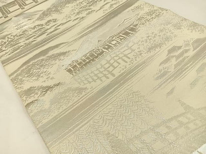 平和屋着物◎六通柄袋帯　清水寺　銀糸　正絹　逸品　BAAW5448hj