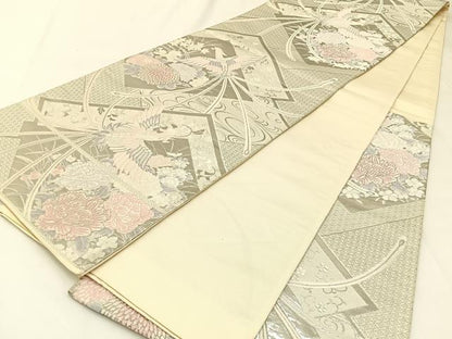 平和屋着物◎六通柄袋帯　唐織　清香鳳凰文　プラチナ箔　正絹　逸品　BAAW5455hj